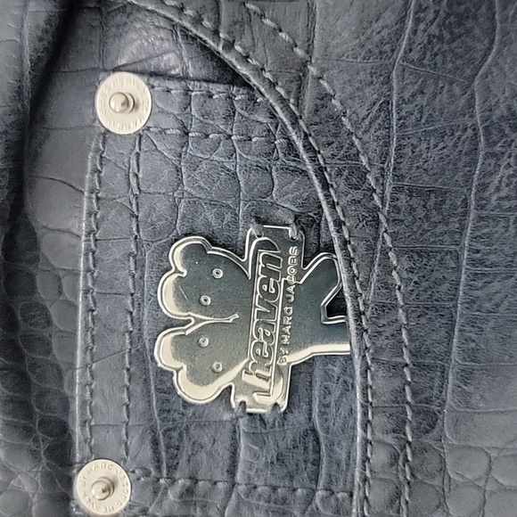 Heaven by Marc Jacobs Navy Croc-Embossed Star Faux Leather Pants 27 - Picture 7 of 8